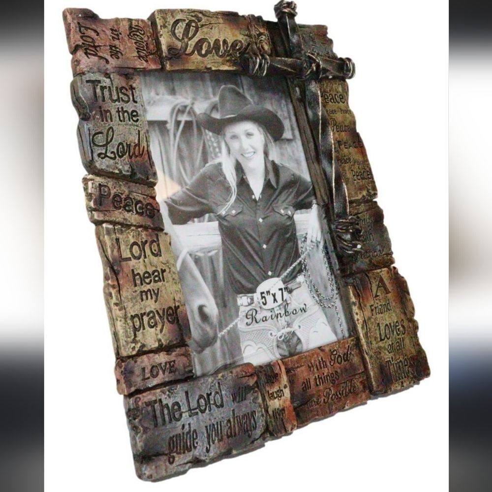 Rustic Western Christian Holy Bible Scripture Words of Encouragement frame